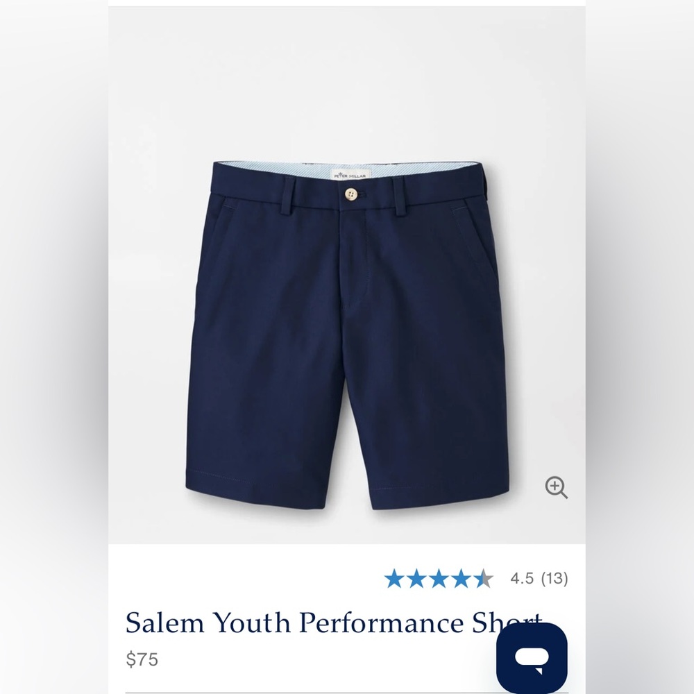 Peter Millar Youth Performance Shorts